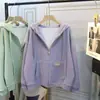 Cardigan Jacket Otoño 2025 de Chenilla con Spandex, Cuello Polo, Estilo Elegante, Manga Larga, Color Verde Menta con Capucha y Cremallera