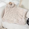 Drizzle Roupas Femininas Transfronteiriças Europeias e Americanas 2024 Outono e Inverno Novo Colar de Pele de Coelho Rex Imitada Espesso Tricô Torcido Suéter Casaco