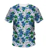 Série Florais do Nordeste Impressão Digital 3D Camiseta Casual de Manga Curta Masculina Roupa Masculina Camiseta Roupas Impressão Digital 3D