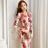 Comércio Exterior Roupas Femininas 2025 Primavera e Verão Novo Estilo Coreano Elegante e Delicado Gola V Plissada Estampa da Moda Slim Fit que Molda o Corpo