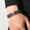 Pulsera de Cuero Genuino Calavera Retro Europea Estilo Punk para Hombre Pulsera de Muñeca de Piel de Vaca Remachada Accesorios de Moda Transfronterizos Geniales Venta al por Mayor