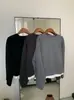 Moletom Falso Duas Peças Cor Sólida Estilo Europeu Fleece Fino para Mulheres Inverno 2025 Novo Estilo Americano Solto Gola Redonda Top 09292
