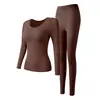 Conjunto de Lingerie Beauty com Aroma de Camélia e Bojos, Quente, Sem Costura, Camada Base Invisível, Blusa de Manga Longa de Outono e Calça