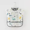Falda Bib de Cobertura para Bebé de Primavera y Verano Impermeable Bolsa de Comida para Niños Ropa de Comer de Algodón Puro de Manga Corta Fina de Verano