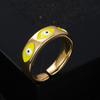 Moda Europea y Americana Anillo de Ojo de Diablo de Gota de Cobre Chapado en Oro de Gota de Aceite de Venta Caliente Accesorios de Anillo Abierto Modernos que Combinan con Todo