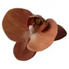 Flor de Falenopsis Individual Simulada 3D de Alta Gama PU Dorado Púrpura DIY Accesorios para Pared de Flores de una Sola Cabeza Material Floral Flor Artificial