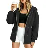 Jaqueta Casual com Capuz e Zíper de Cor Sólida de Comprimento Médio com Cordão na Cintura para Mulheres - Lançamento Outono/Inverno 2026 Europeu e Americano Amazon
