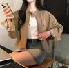 Enviado: Chaqueta corta de cuero tipo biker casual holgada chic coreana para mujer, top estilo vintage, otoño 18833