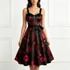 2026 Nuevo Modelo Vestido de Tirantes con Estampado Floral Artístico Vintage para Mujer, Impresión Digital 3D, para Comercio Electrónico Independiente y Amazon