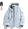 Chaqueta de expedición tres en uno almacenamiento de calor de grafeno personalizado bloqueo de temperatura transpirable a prueba de viento a prueba de lluvia chaqueta casual diaria logo estampado