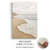 Pintura al óleo abstracta pintada a mano para decoración de fondo de sofá en sala de estar, pintura texturizada de amanecer en la costa, arte de pared decorativo para mesita de noche