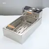 Freidora Eléctrica Comercial de Acero Inoxidable Gran Capacidad Espesada Olla Multifuncional para Freír Puesto Callejero Cilindro Único/Doble Aceite para Freír Papas Fritas