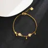 Nova Pulseira Vietnamita de Ouro de Areia Estilo Chinês, Estilo de Luxo Leve, Flor de Trevo de Três Folhas Cravejada com Diamantes Joia de Mão para Mulheres, Joias de Alto Padrão Versáteis Atacado