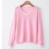 Blusa de Tricô de Manga Longa Falsa Duas Peças em Cashmere QySilk da Hengjia para Mulheres, Novo Estilo Outono e Inverno, Suéter de Lã Simples e Suave