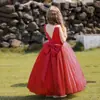 Nuevo vestido de noche sin espalda con gran lazo para niña, vestido de gasa esponjosa, vestido de princesa, vestido para anfitriona de boda, vestido de dama de honor