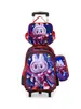 Mochila Escolar Transfronteiriça 3D Casca Dura Couro Concavo-Convexo Aluno do Ensino Fundamental Mochila de Rodinhas 5-12 Anos Desenho Animado Conjunto de Três Peças Mochila