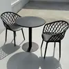 Conjunto de Mesa y Sillas Moderno para Exterior para Área de Ocio en Balcón, Mesa Redonda de Acero al Carbono para Patio al Aire Libre, Muebles de Plástico para Uso en Exterior de Tienda de Té de Leche