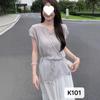 Verano Nuevo Estilo Estilo Perezoso y Delgado Elegante Hueco Suelto con Cordones Color Sólido Irregular Blusa Tejida de Seda de Hielo para Mujer