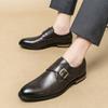 Zapatos de Cuero de Cuatro Estaciones para Hombre, Modernos Británicos de Vestir para Negocios, Casuales, Transpirables, con Hebilla para Aumentar la Altura, Zapatos de Vestir para Negocios