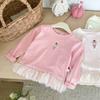 Blusa de Manga Larga con Volantes Estilo Coreano para Niñas Camiseta Bebé Linda y Versátil Camisa Básica Casual y Holgada