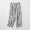 Foto Real de Calça Carrot Listrada Casual Solta a Pronta Entrega Verão 2023 Novo Estilo Literário de Algodão e Linho Calça Harem de Oito Pontos para Mulheres Tamanho Grande