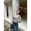 ¡Llegó! Top de punto de cuello alto con fruncido lateral, diseñado para mujer, perfecto para usar en capas en otoño e invierno, entallado a la cintura, adelgazante y elegante