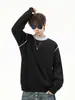 Nueva colección otoño/invierno 2026: Suéter de cuello redondo estilo americano, de corte holgado, con bloques de color, patchwork y bordado para hombre, un top versátil y casual