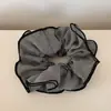 Tela de Chifón a Cuadros Anillo para el Pelo de Intestino Grueso Retro de Alta Calidad Borde Plisado Textura de Cuerda de Corbata Tridimensional Cuerda para Recoger la Cola de Caballo