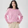 Suéter de cachemira para mujer, cuello redondo, tejido con un patrón texturizado, corte holgado, manga larga, ligero, lujoso y elegante, con un ambiente relajado y casual, y una tela más gruesa para mayor calidez