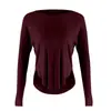 Nuevo Top Camiseta de Punto para Yoga de Otoño Modal Sexy Perezoso que Cubre la Piel Deportiva Casual Yoga Fitness Mujer