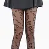 Medias transparentes con estampado de leopardo y jacquard, medias negras sexys