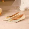 Sapatos de Casamento para Gestantes, Sapatos de Noiva Planos, Cor Champanhe, Vestido de Noiva Principal com Cristais 2025, Estilo Dupla Utilização, Salto Baixo, Confortáveis para os Pés