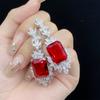 Simulación Estilo Celebridad Anillo de Rubí Collar Aretes Traje de Joyería Creativo Juego de Diamantes Completos con Vintage Primero