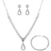Conjunto de Joyería de Declaración de Moda para Bodas para Mujeres Novias Minimalista Colgante de Lágrima de Circonita Cúbica y Pendientes Largos de Pedrería Marquise Prom Concurso Disfraz Día de San Valentín Compromiso Regalos