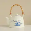 Bule grande minimalista estilo japonês com alça, bule único, conjunto de chá kung fu, bule de chá cerâmico para casa