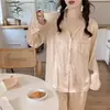 2026 Nuevo Pijama de Seda Imitación Hielo a Cuadros para Mujer Otoño Invierno Manga Larga Estilo Coreano ins Conjunto de Ropa para el Hogar para Mujer