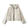 Chaqueta corta protectora del sol holgada adelgazante con capucha transfronteriza para mujer, nueva camisa superior casual fina de otoño para aire acondicionado