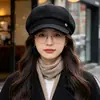 Boina feminina de outono e inverno, boné versátil estilo coreano que afina o rosto, boina retrô, chapéu de artista estilo japonês