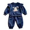 Nuevo Conjunto Lindo para Niñas Estilo Coreano Primavera Otoño 2026 Nuevo Ropa para Niños Pequeños y Medianos Sudadera Elegante de Moda Conjunto de Dos Piezas para Bebé
