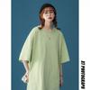Camiseta Tendência Versátil de Verão com Caimento Solto, Ombros Caídos e Manga Curta 200g Cor Sólida Camisa Base Manga Curta Casual Feminina Camisa Cultural