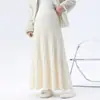 Falda Media de Maternidad 2026 Otoño Invierno Longitud Media Adelgazante Sin Soporte para el Vientre Falda de Punto Falda de Paraguas Falda de Punto de Maternidad Línea A
