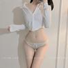 Estilo francês sexy gelo seda cetim cueca feminina malha lace laço suave estilo japonês roupas íntimas femininas