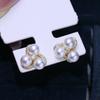 Accesorios DIY S925 plata esterlina pendientes de perlas soporte vacío exquisitos pendientes de múltiples cuentas soporte plateado accesorios materiales hechos a mano 4-5