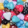 Pingente Chaveiro Coração de Pêssego Acrílico Cor Sólida Óleo Brilhante Furo para Pendurar Coração Faça Você Mesmo Estilo Coreano Pingente Furo para Pendurar Acessórios de Joalheria