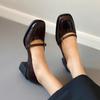 [En Stock] Zapatos Pequeños de Cuero con Tacón Silencioso para Mujer Marrón Retro Tacones Altos Nuevos 2024 Estilo para Ir al Trabajo Zapatos de Tacón Grueso