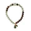 Pulsera de la Suerte Estilo Chino Nuevo con Madera de Agar Qinan Verde Yingge, Jade Hetian Qingshui, Loto Gemelo, Fortuna y Calabaza, Regalo para Mujeres