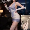Lencería Sexy Fuego Naranja con Lazo Dulce Cuello Halter Vestido Ajustado Estilo OL, Sexy Transparente de Cuello Halter Rojo a Cuadros Bodycon de Sirvienta