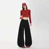 Pantalones Anchos de Pierna Recta, Estilo Americano, Sencillos, con Doble Pliegue, Caída Suelta, Forma de Cimitarra (Excluyendo accesorios) Lana Gris Caqui Negra