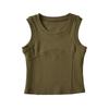 Colete em forma de I verde exército feminino verão americano quente menina gola redonda alça interna parte inferior exterior sem mangas top