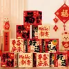 2026 Año del Caballo Apertura Rojo Decoración de Año Nuevo Arreglo Pila Tienda de Comerciantes Escaparate Props Caja de Pila de Piso Adornos